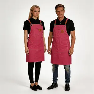 Canvas Apron with Pockets, Water-Resistant Heavy Duty Kitchen Apron with Adjustable Straps for Men and Women, Durable Cooking Apron for BBQ, Baking, Cafe, Restaurant, Barista, Craft , Kitchen Work,Flower Arranging,and Workshop Work