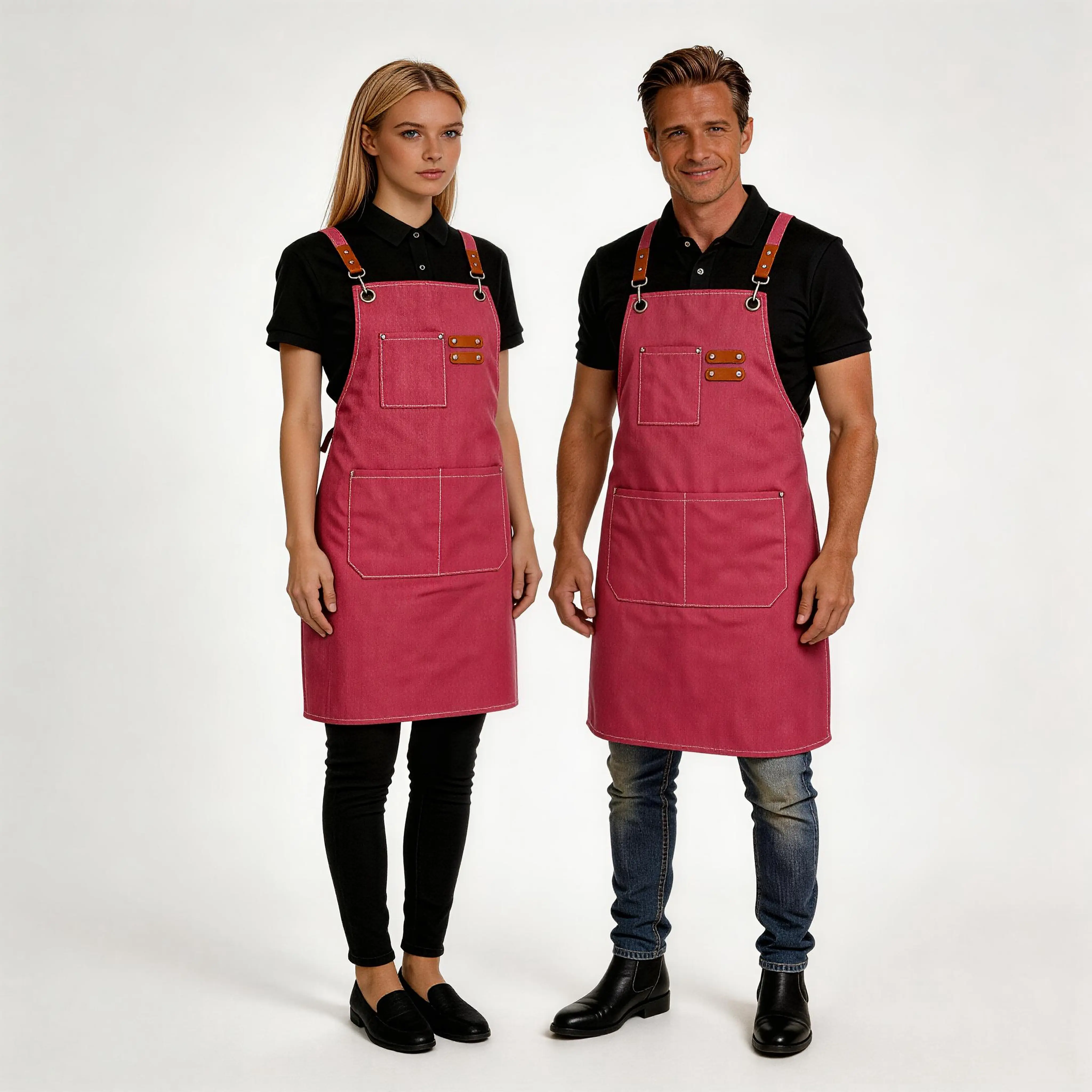 Canvas Apron with Pockets, Water-Resistant Heavy Duty Kitchen Apron with Adjustable Straps for Men and Women, Durable Cooking Apron for BBQ, Baking, Cafe, Restaurant, Barista, Craft , Kitchen Work,Flower Arranging,and Workshop Work