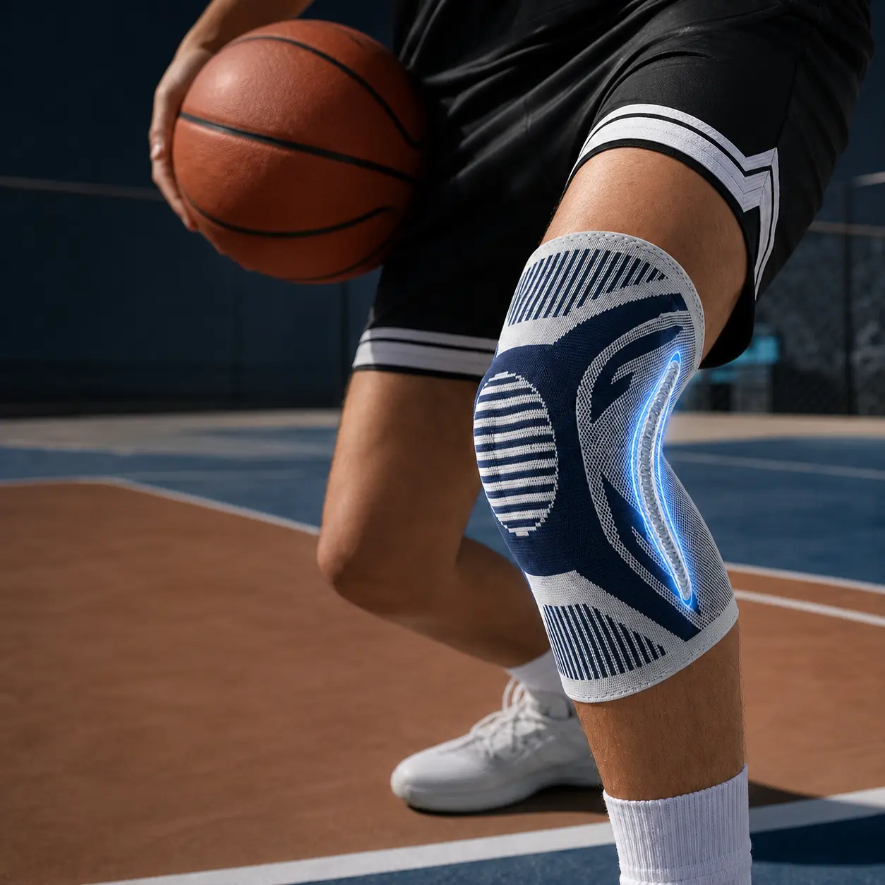 Knee Brace for Knee Pain, Patella pads, Compression Support with Air Mesh Fabric Adjustable Wrap Side Stabilizers Ultra Soft Bandage for Volleyball, Basketball, Running, Meniscus Tear, ACL, Arthritis Relief, Strong Support Lightweight Upgraded Version