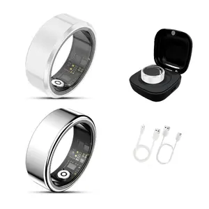 2-Pack Wearable Smart Ring, Minimalist Ceramic Wellness Tracker, Long-Battery Waterproof Jewelry Accessory, White & Silver Metal Style for Daily Wear & Gifting, Sleep & Fitness Monitor