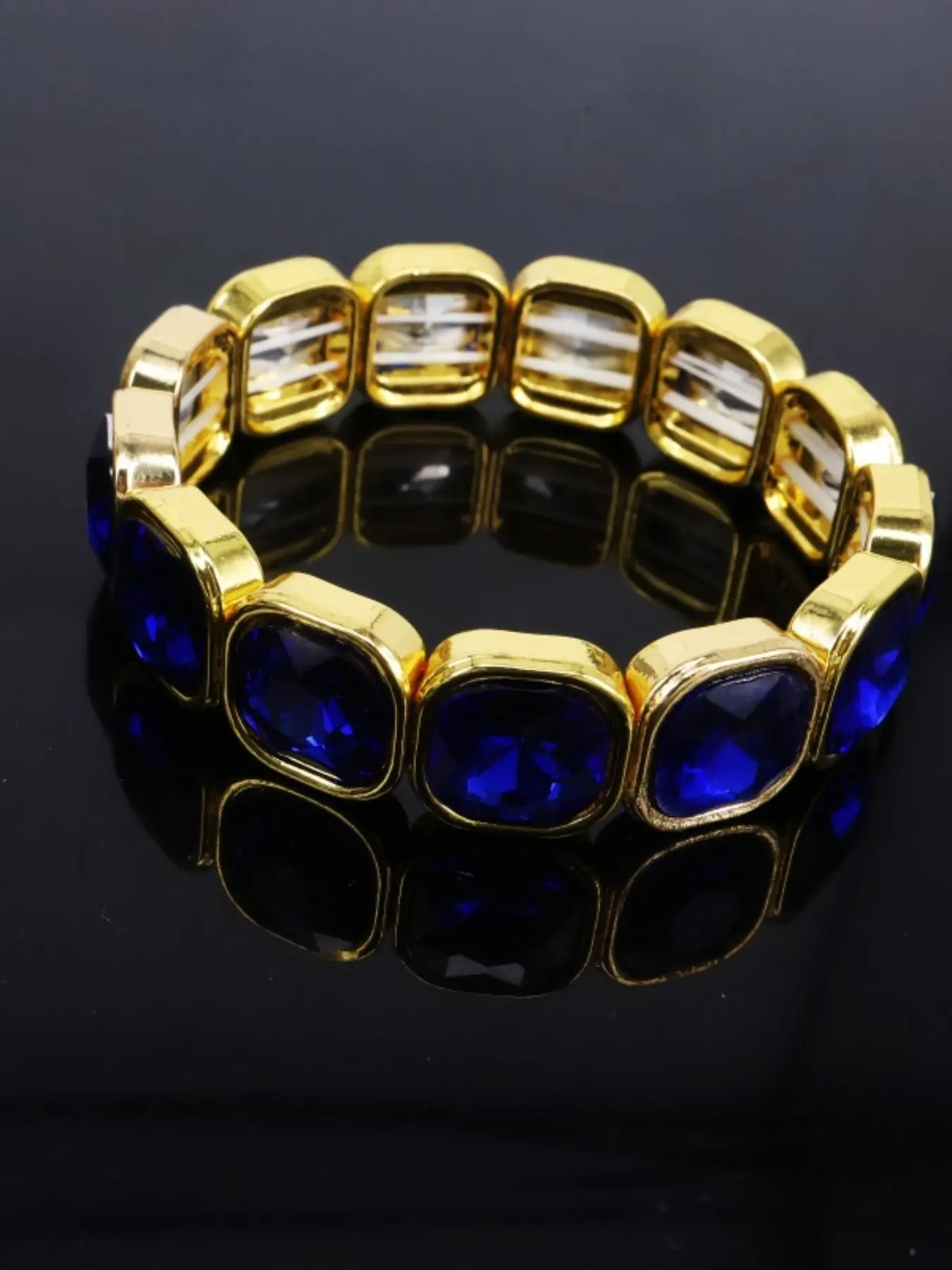 Amethyst Square Sugar Elastic Bracelet, Vintage Luxury Style Jewelry, Elegant Accessory for Women, Perfect Gift Idea