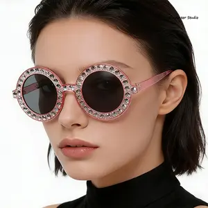 2026 New Fashion Sunglasses Party Glasses Sunglasses Round Frame Decorative diamonds Stage performance Unisex