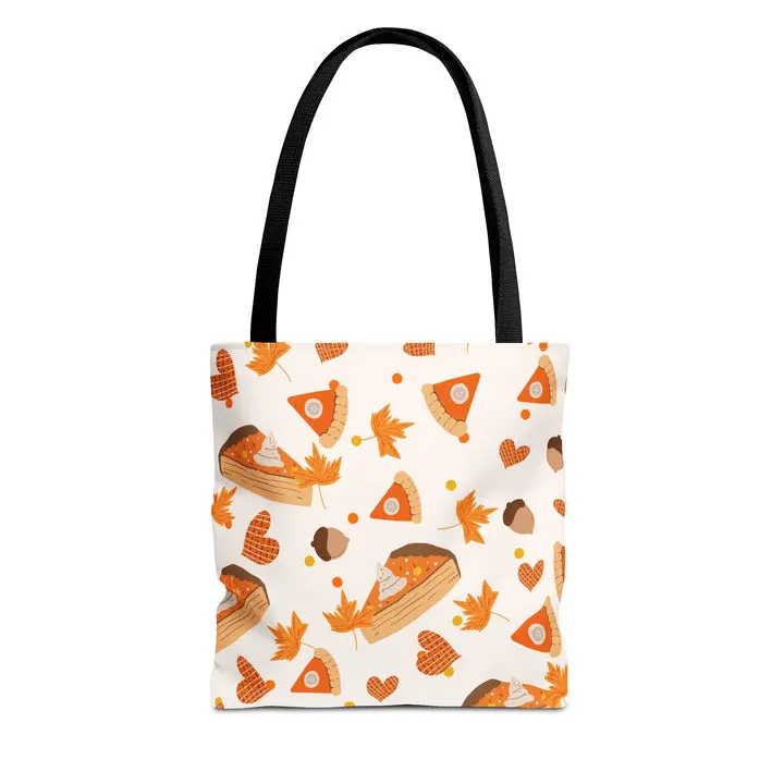 Autumn Pie Pattern Tote Bag — Thanksgiving Pumpkin Slice Tote