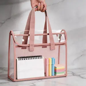 1pc Document Folders, Office Supplies, Expandable Button and Label Pockets, Suitable for School, Home, Office, Commuting, Travel, Portable Design, Transparent and Visible, Ideal for Document & File Organization, Files Organizer