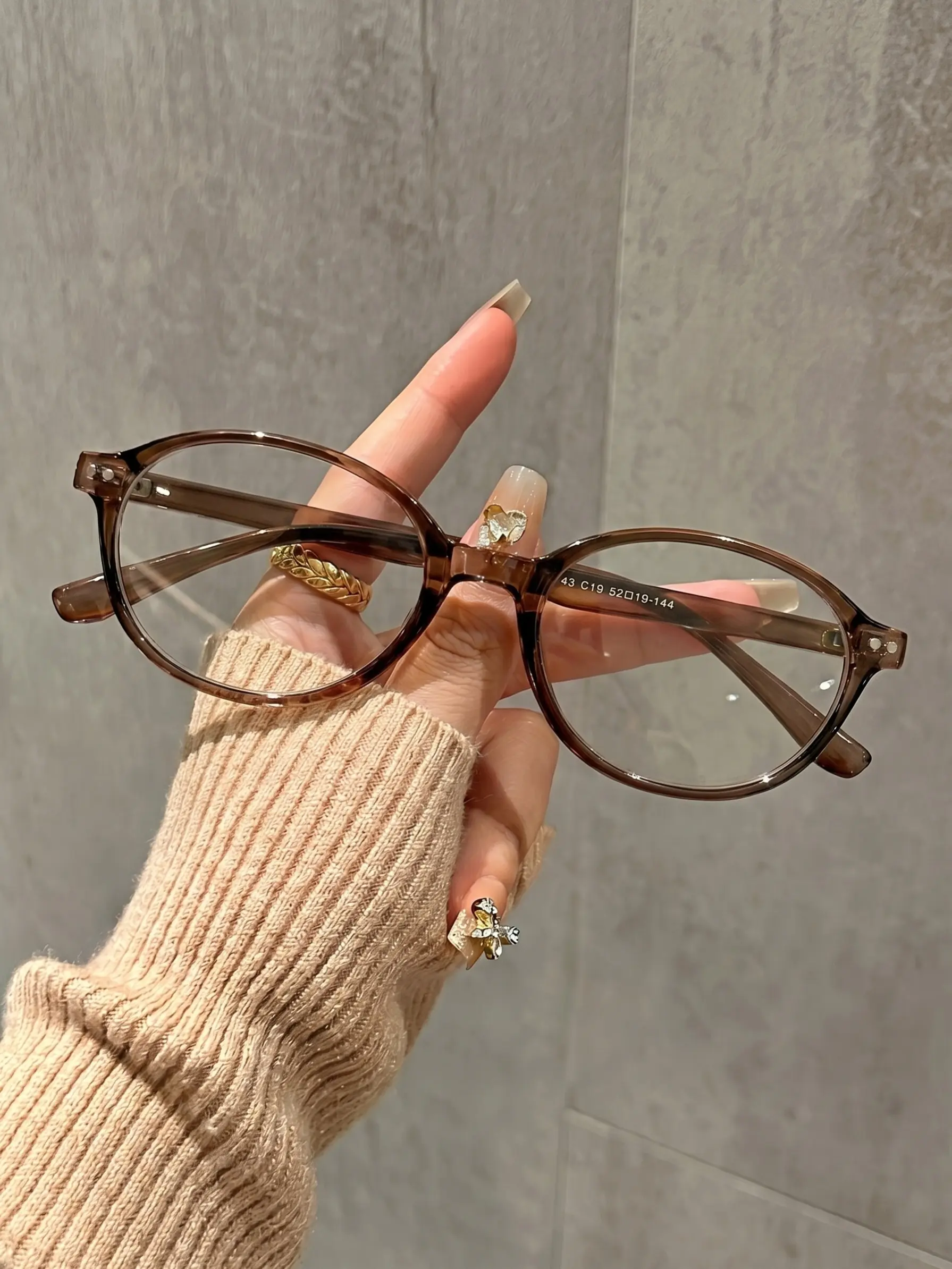 Fashionable Simple Oval Glasses, Stylish Trendy Eyewear, Tr90 Lightweight Frame Design Anti-Blue Light Small Frame Unisex, Gentle Daily Casual Trendy Pair, Eyeglasses Frames