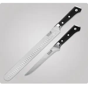 Cutluxe Carving Knife Set for BBQ & Brisket – Razor Sharp German Steel Slicing and Boning Knife for Meat Cutting, Full Tang & Ergonomic Handle, Grilling Gifts for Men – Artisan Series