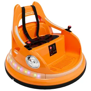GARVEE 12V Rechargeable Electric Bumper Car for Toddlers - Remote Control Kart, LED Lights, 360-Degree Spin, ASTM Certified, PVC Body, Indoor-Outdoor Use (Orange, Purple, Blue, Red), Rechargeable Car