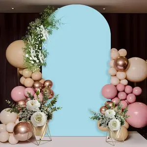 Blue Wedding Arch Backdrop Cover, Dual-Sided Elastic Fabric, Party Banner, Party Decor, Round Top Arch Door Frame, Arched Backdrop Frame, Suitable for Weddings Birthdays Ceremonies Banquets