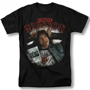 Eddie Munson Hellfire Club Vintage 90s Rock Band Graphic T-Shirt Unisex Regular Fit Short Sleeve Tee With Iconic Album Art,Unisex Gifts, Gift For Him, Gift For Her, BirthdayGift