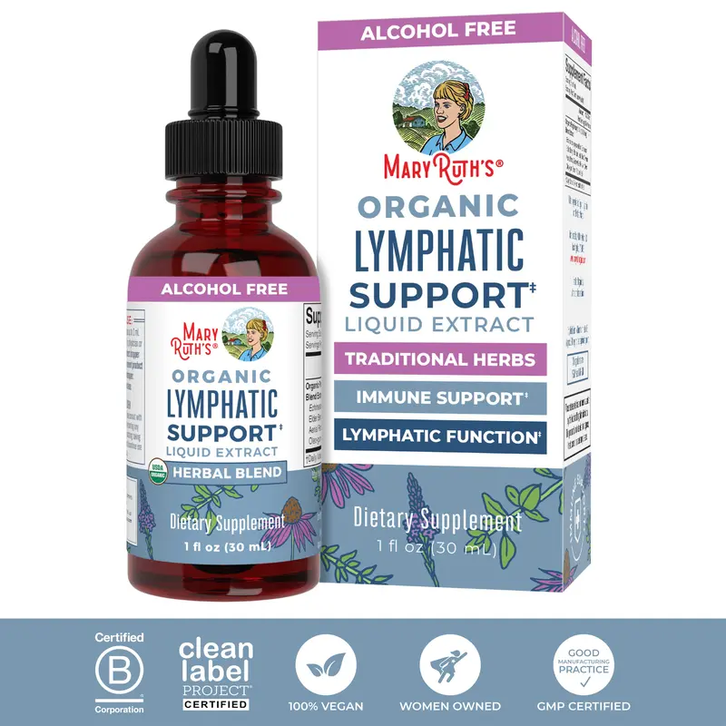 MaryRuth's Lymphatic Support Herbal Blend Liquid Drops - USDA Organic Lymphatic Cleanse - Echinacea & Elderberry - Blue Vervain - Vegan - 30 Servings