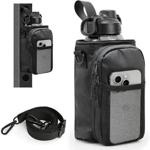 Magnetic Gym Bag for Men, Magnetic Gym Water Bottle Bag, Water Bottle Holder with Phone Pockets, Powerful Magnet Gym Pouch, Magnet Crossbody Bags, Gym Accessories for Women, Water Bottle Carrier