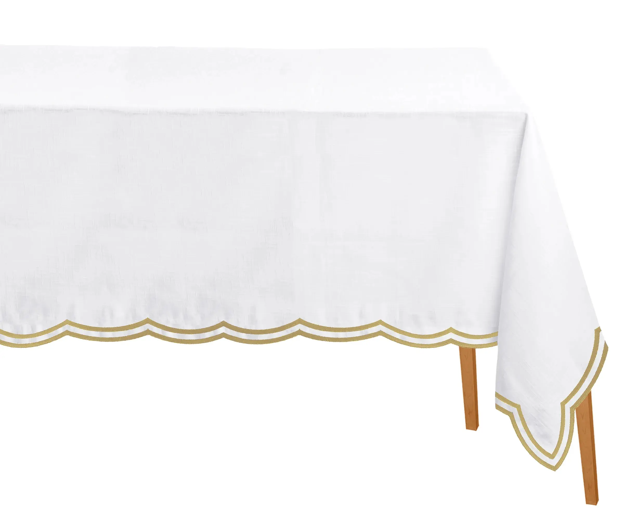 Beige Scalloped Tablecloth