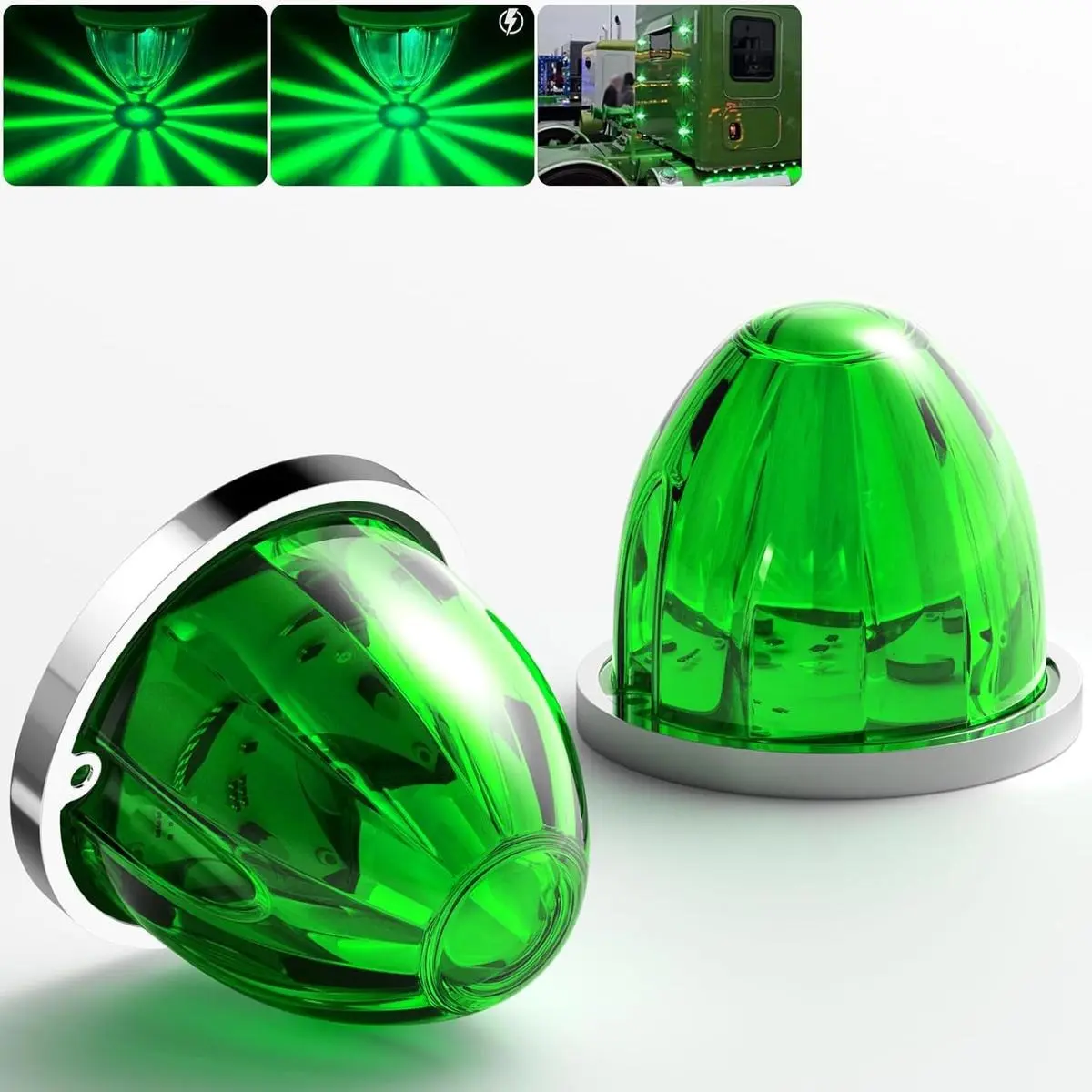2PCS Watermelon-Shaped LED Marker Lights Set, Truck Accessories with Dual Mode (Strobe+Constant) for Vehicle Trailer Semi-Trailer Heavy-Duty Truck Bus Van Clearance Tail Top Cap Roof
