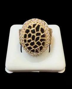 Dome Style Nugget Ring Gold 10k with Cubic Zirconia Stones 5.5 Grams Elegant Design for Special Occasions