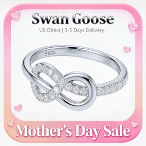 S925 Sterling Silver Timeless Infinity Knot Ring for Women Mother's Day Gift | Dainty Cubic Zirconia Love Knot Band | Perfect Everyday  Promise Jewelry for Her summerwins