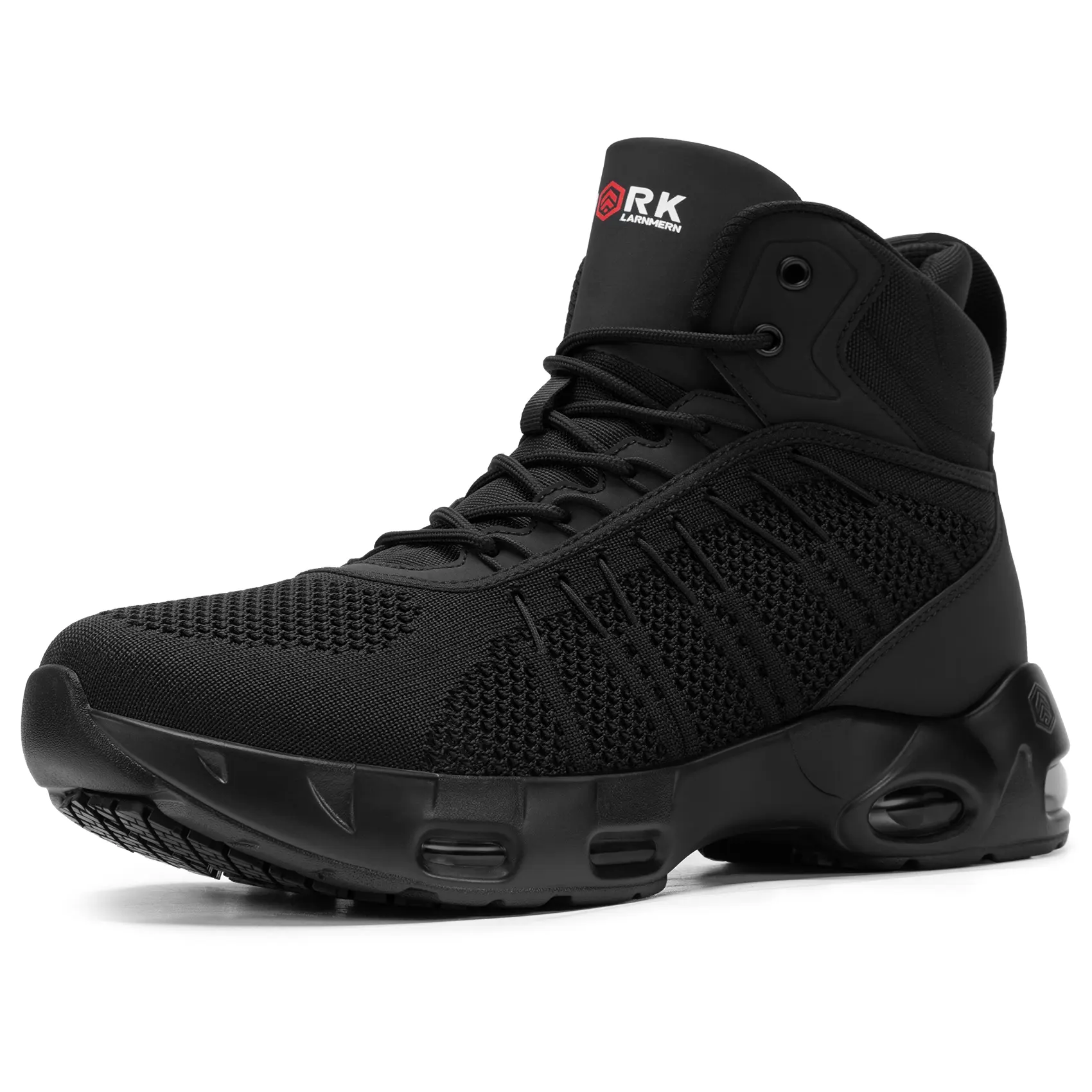 【BackToSchool】Men’s Worker Closed Round Toe Summer Breathable High-Top Slip-Resistant Work Footwear, SRC Anti-Slip Rubber Outsole, Dual Shock-Absorbing Air Cushion, Multi-Layer Sponge Ankle Support, Easy-Clean Walking Shoes for Warehouse, Camping