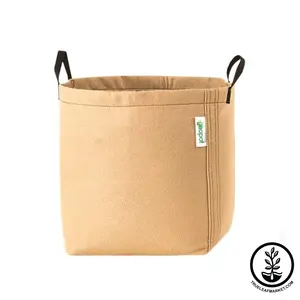 Geopot Fabric Planter - Tan Square Bottom With Handles