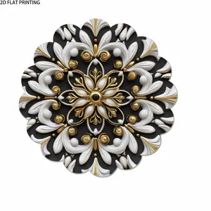2D flat printing, 2-piece/4-piece/6-piece/8-piece set of white gold floral wave placemats - heat-resistant and fashionable restaurant decoration, perfect for daily use, holiday table decoration, gold embellishment