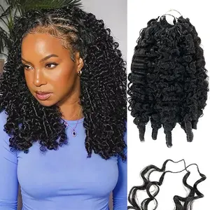EonVerra 16-24inch Burmese Curly Feather Crochet Hair Human Hair For Braiding Crochet Hair Extensions for Knotless Braids Pre-Seperated 3 or 4 Bundles for Full Head 60g/PC