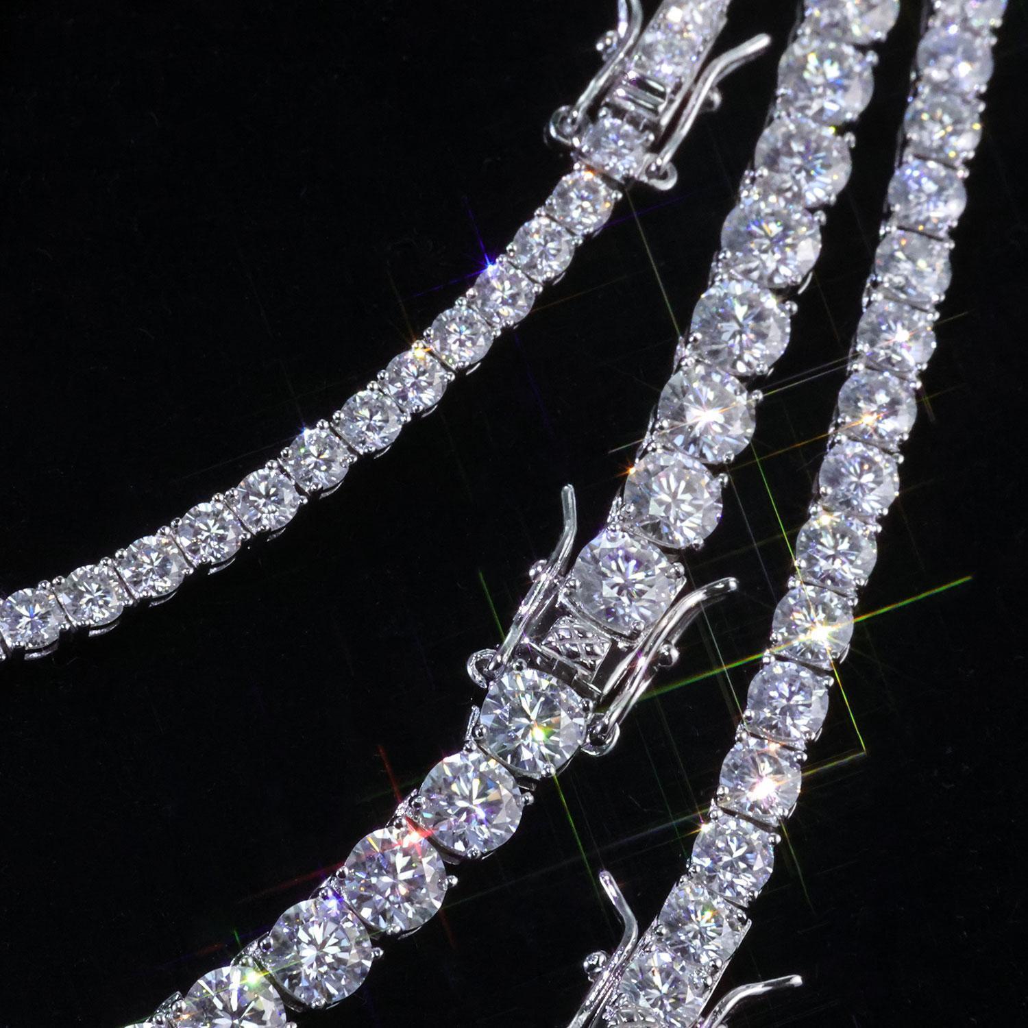 ESKEEM Moissanite Tennis Chain Necklace 925 Silver Iced Out VVS Pass Diamond Tester 2/3/4/5mm Tennis Chain Fine Jewelry ESKEEM Moissanite Tennis Chain Necklace 925 Silver Iced Out VVS Pass Diamond Tester 2/3/4/5mm Tennis Chain Fine Jewelry