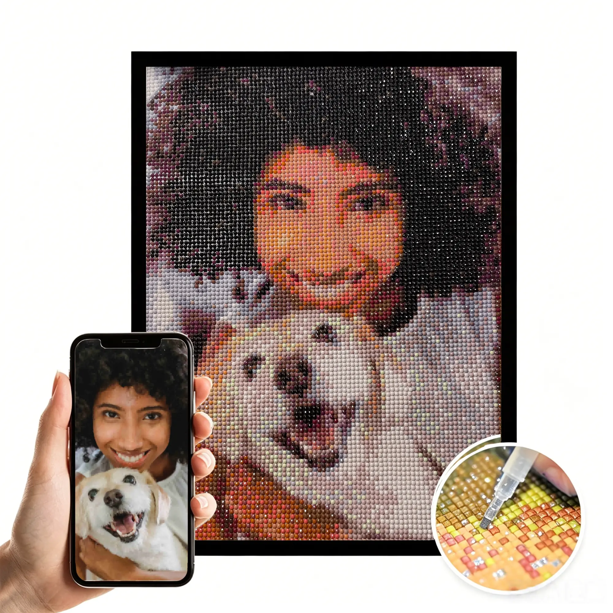 Personalized Full Drill DIY Diamond Painting Kits - Custom Photo Canvas, 23.6x23.6in/60x60cm, Crafts, Stress-Relieving Craft Time, Extra Beads, Home Wall Decor Gifts, 100% Satisfaction, 24h Support Help, 23.6X23.6inch