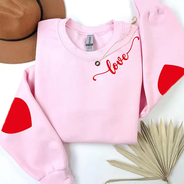Valentine’s Sweatshirt, Heart Elbow Patch Sweatshirt, Love Heart Sweatshirt, Cute Valentine Sweater, Teacher Valentine Gift