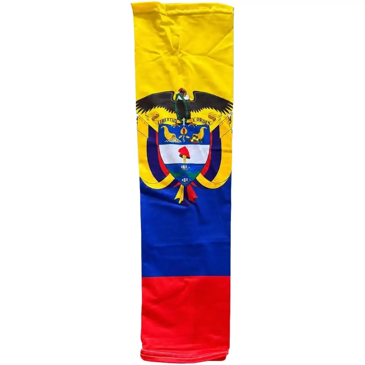 1 Pair Colombia Flag Arm Sleeves with Coat of Arms Print, Compression Sleeves 17.7" for Sports and Outdoor Activities
