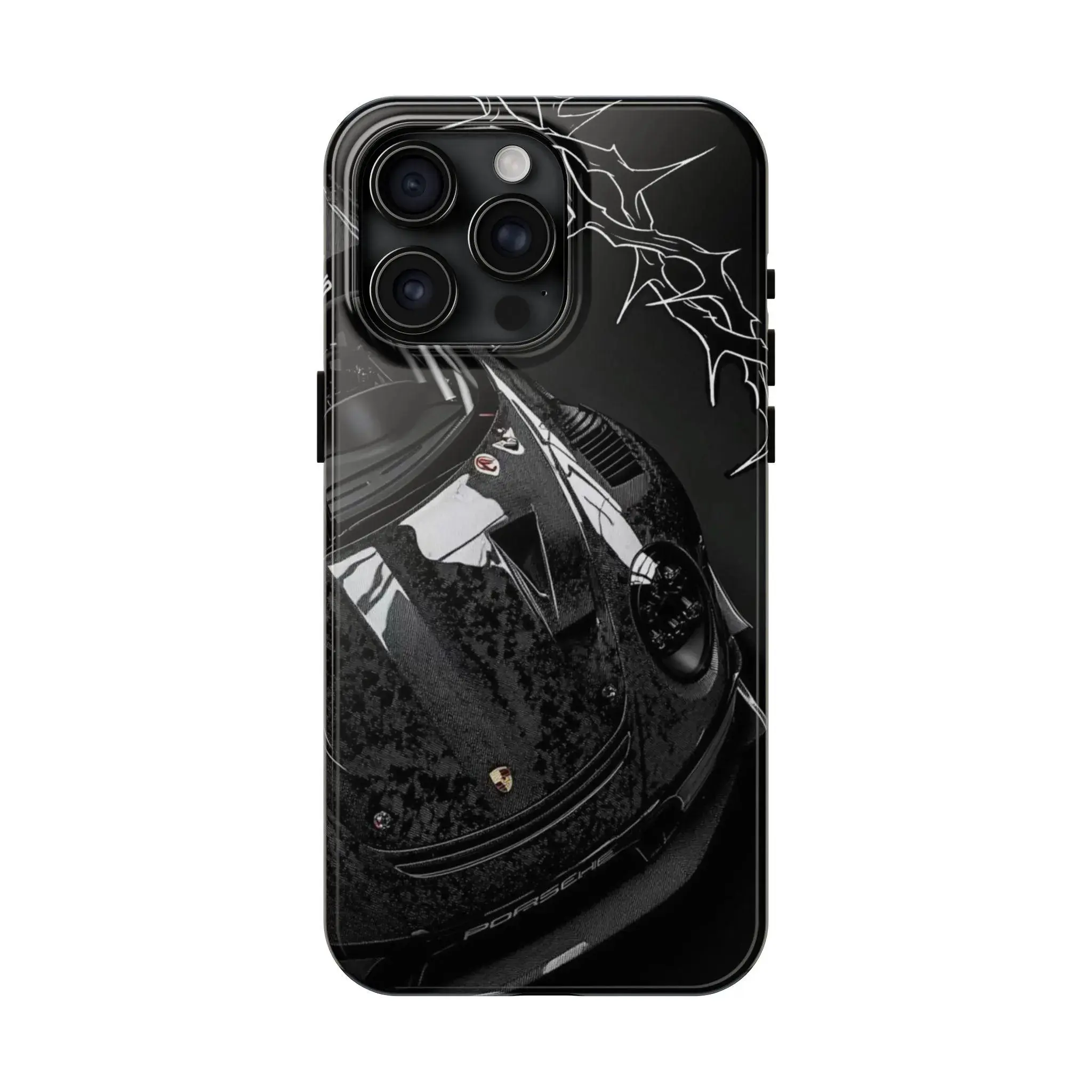 Black Porsche Car Phone Case Design | Super Car Inspired Themed Phone Case Premium Matte Texture, Protection, Shockproof, Anti-Drop, Anti-Fingerprint For IPhone 17-12, Pro Max, Pro Plus, and Samsung S25-22 Protection Safety