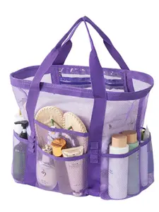 Large Beach Bag Mesh Travel Storage Tote, Multiple Pockets, Ideal Family Beach Bag, Essential Vacation Bag, Travel Essentials Carryall, Perfect for Outdoor Activities