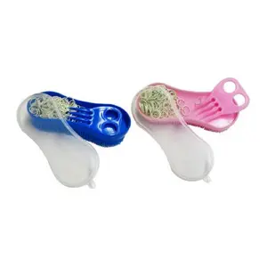 Stiff Bristle Curry Brush w/ Rubber bands & comb, Blue or Pink