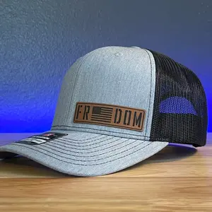 Freedom American Flag Patriotic Side Leather Patch Hat