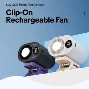 2026 Clip-on Handheld Rechargeable Fan, Adjustable Fan with Digital Display, Stepless Speed, Semiconductor Cold Plate, Quiet Cooling for Outdoor, Desk Use,Car Clip-On Fan, Car Accessories, Mobile Compact Portable Fan with LED Display fathersdaygiftideas