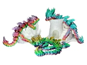 Articulated Big Eyed Baby Dragon in Bright Rainbow Filament