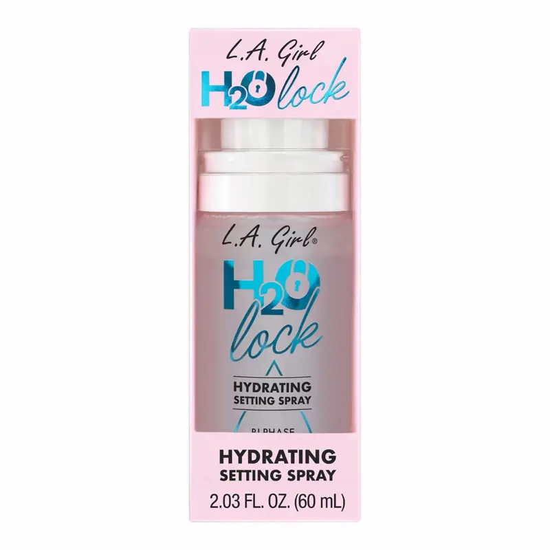 L.A. Girl H2O Lock Hydrating Cosmetic Setting Spray with Sunflower Oil Moisturizer, Lightweight, 2.03 fl oz (60 mL) for Long-Lasting Makeup Finish, Cucumber, Dewy, Cool Cucumber Mist, Mist For Dewy Glow