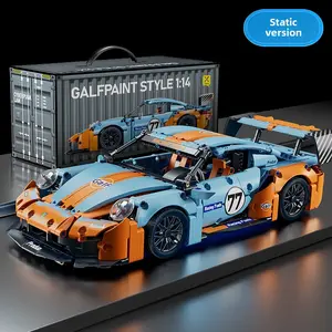 Limited Edition 1:14 RC 911 Supercar Block Kit – 1000+ Piece Build, Dual Motors with LED Light Effects, 2.4GHz Remote Control + Acrylic Display Case – 911-Inspired Design, Perfect Gift for Kids & Collectors Holiday Gift