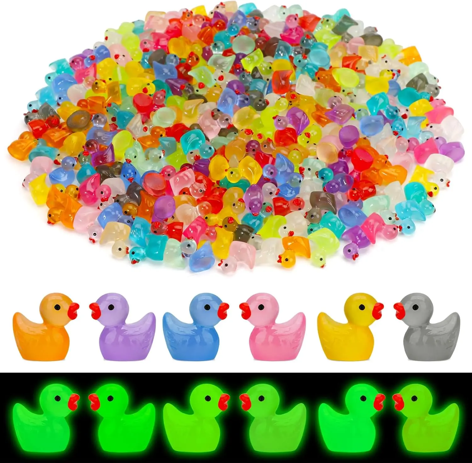 250PCS Glow Mini Ducks – Cute Tiny Luminous Duck Toys for Decor & Party Favors