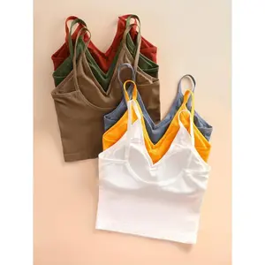 6-Pack Stretchy Sleeveless Crop Tops - Ribbed Tank Tops for Women, Assorted Colors, Casual Style, Comfort Fit, Multicolor Short Fabric Knit Womenswear(Sheets)