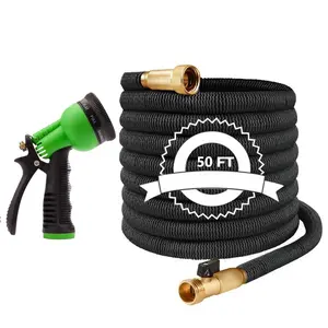 Lightweight Expandable Water Hose for Garden, 50Ft - Retractable Garden Hose with 10 Function Nozzle, - Wear-Resistant, 3/4 Inch Solid Brass, Leak Proof Garden Hoses for Outdoor, Yard, Lawn, Car, RV, Pet Bath