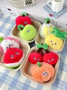 Cute Fruit Design Plush Keychain, Fruit Shaped Plush Charm, Bag Decoration for Women & Girls, Bag Accessories for Daily Use