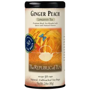 The Republic of Tea Ginger Peach Black Tea, Caffeinated, 50 Count
