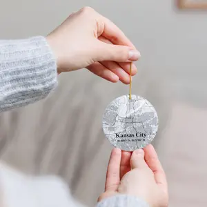 Kansas City Ornament Ceramic Christmas Tree Decoration with City Map Design Holiday Gift Keepsake for Missouri Fans