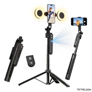 WT-2025 Tripod with 360° Rotation and Light, Selfie Stick Tripod for iPhone, No App Required, 70.9" Motion Sensor Phone Tripod Stand, Face Body Phone Camera Mount, Gesture Control for Vlog/ive Stream/Video Recording, Smartphone Accessories
