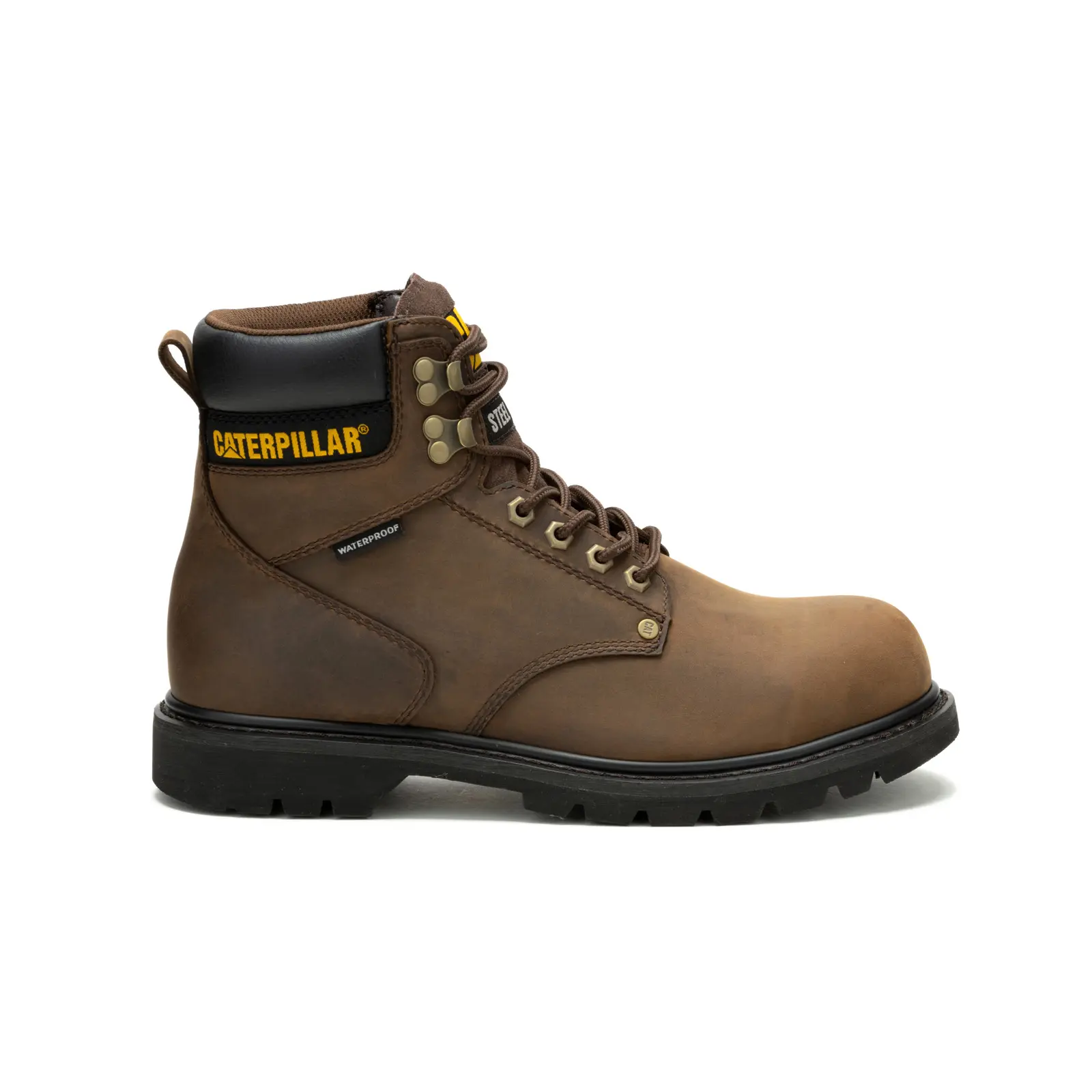 Caterpillar Second Shift Waterproof Steel Toe Mens Brown Wide Work Boots