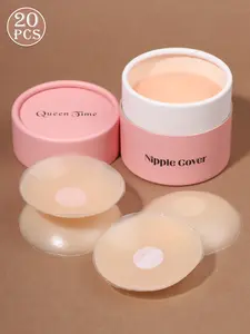 20 pieces of reusable ultra-thin nipple covers, with storage box, invisible and seamless breast pads, anti-protrusion points, suitable for fashion travel, sticky bra, suitable for wedding dresses, swimsuits, bikinis, formal gowns, and dresses.