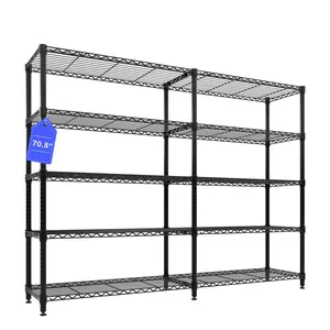 70" W Storage Shelves Metal Shelving Unit, 1325 LBS Heavy Duty Wire Shelving 5-Tier L-Shaped Storage Rack with Adjustable Shelf for Pantry Kitchen Corner Bedroom