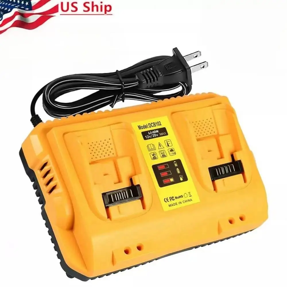 For Dewalt 12V- 20V DCB102 Max Lithium Dual 2 Port Battery Charger DCB205 DCB206