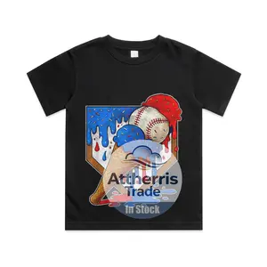 Distressed Baseball Boys Ice Cream Drip Baseball Boys Youth Cotton T-shirt, Graphic Print Round Neck Short Sleeve Casual Tee for Boys Girls Crew Neck Tee