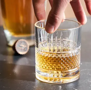 Viski Revolve Crystal Rocks Glass - 10 oz. Capacity, Lead-Free Crystal, Spins on Hidden Bump, Dishwasher Safe - Drinkware glass cup Tumblers home bar whiskey cup, spinning great whiskey gift Bottles