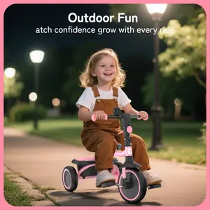 besrey 3-in-1 Kids Tricycle for 18  Months-5 Years Old - Lightweight, Portable,Adjustable seat, Convertible Pedals, Balance Training Wheels,Toddler Tricycle with Bell,Birthday Gift