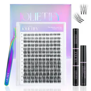 JOLIETIFY Lash Extension Kit, Daylight,Natural Look, Holo Luxe Edition, BareLook， Soft & Fluffy, Faux Mink 8-16mm Cluster Lashes, Waterproof Bond & Seal, Individual Lashes with Tweezers & Remover, beginner friendly diy lash